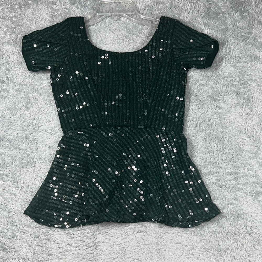 Dark Green Sequin Top